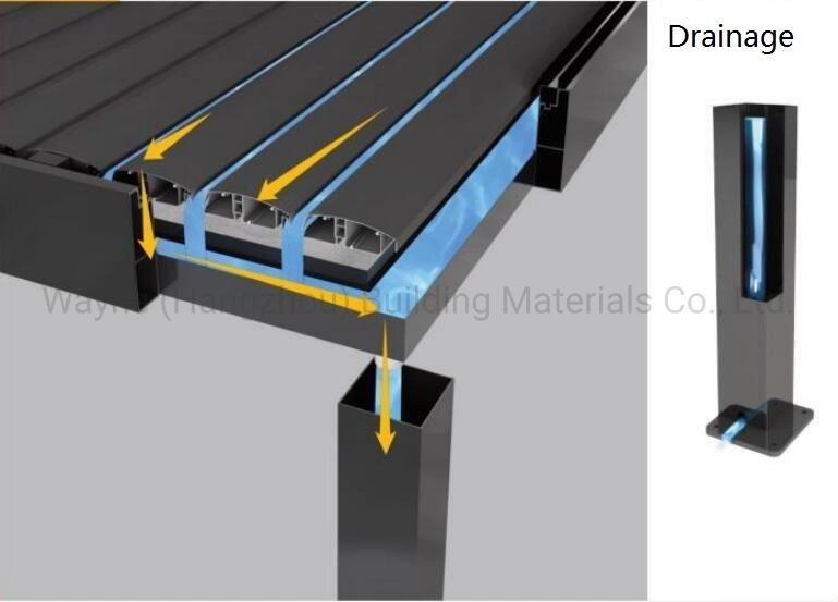 Outdoor LED Motorized Manual Metal Waterproof Aluminium Canopy Gazebo Awning Carport Garden Louver Roof Aluminum Pergola with Windproof Screen Glass Window Door